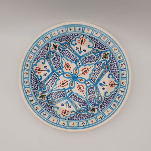 Assiette creuse Marocain turquoise - D 24 cm