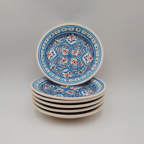 Lot de 6 assiettes à entrée ou dessert Marocain turquoise - D 20 cm