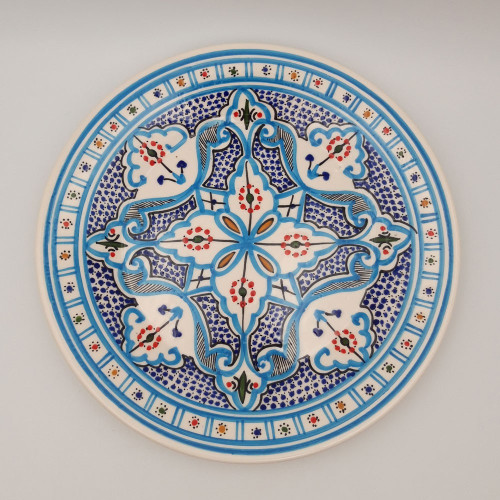 Lot de 6 assiettes plates Marocain turquoise - D 28 cm