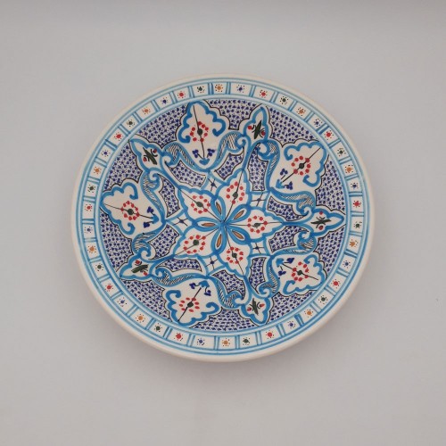 Plat Tebsi Marocain turquoise - D 27 cm