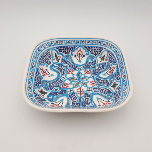 Plat carré Marocain Turquoise - L 23 cm