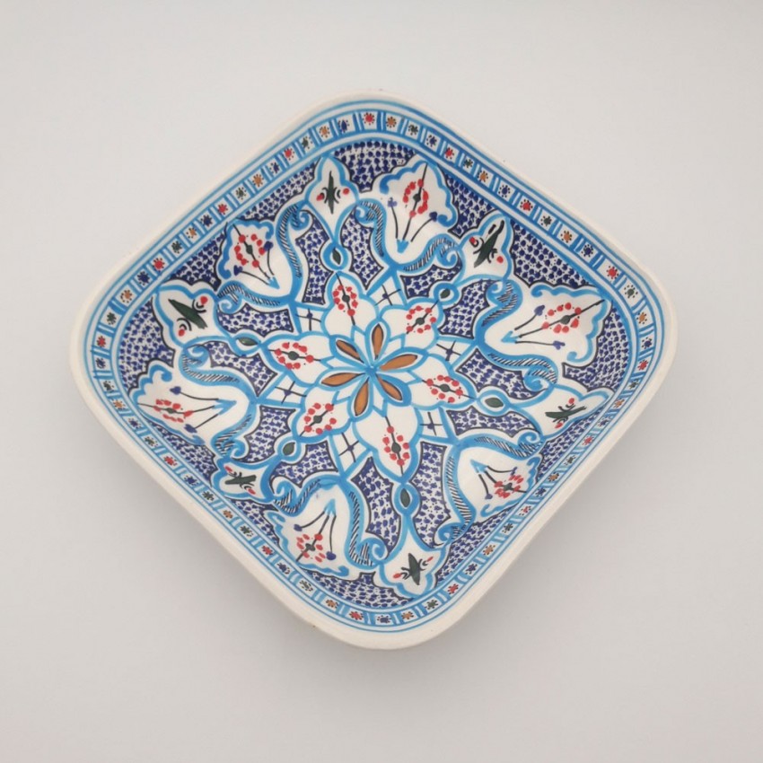 Plat carré Marocain Turquoise - L 28 cm