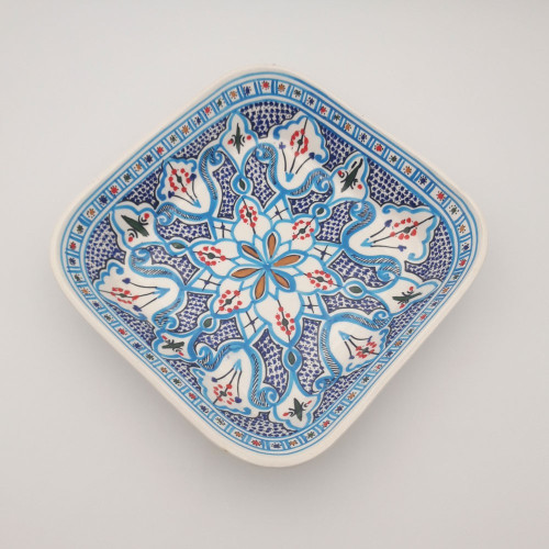 Plat carré Marocain Turquoise - L 28 cm