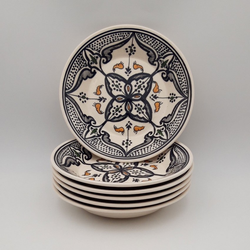 Lot de 6 assiettes creuses Marocain noir - D 24 cm