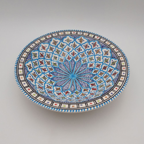 Plat traditionnel Tebsi Bakir turquoise - D 33 cm