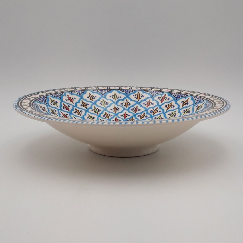 Plat traditionnel Tebsi Bakir turquoise - D 33 cm