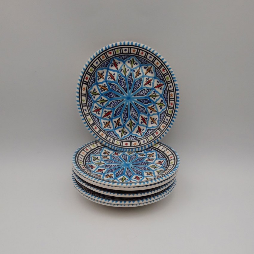 Lot de 6 assiettes à entrée ou dessert Bakir turquoise - D 20 cm