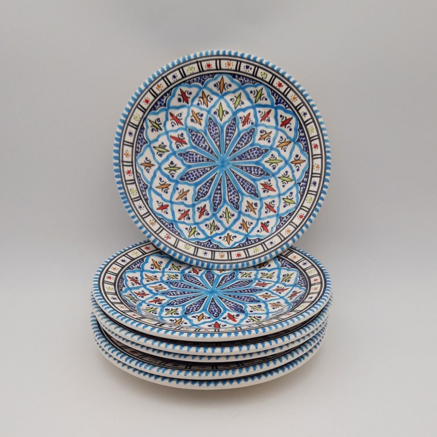 Lot de 6 assiettes plates Bakir turquoise - D 24 cm