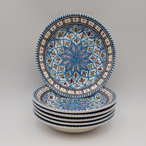 Lot de 6 assiettes creuses Bakir turquoise - D 24 cm