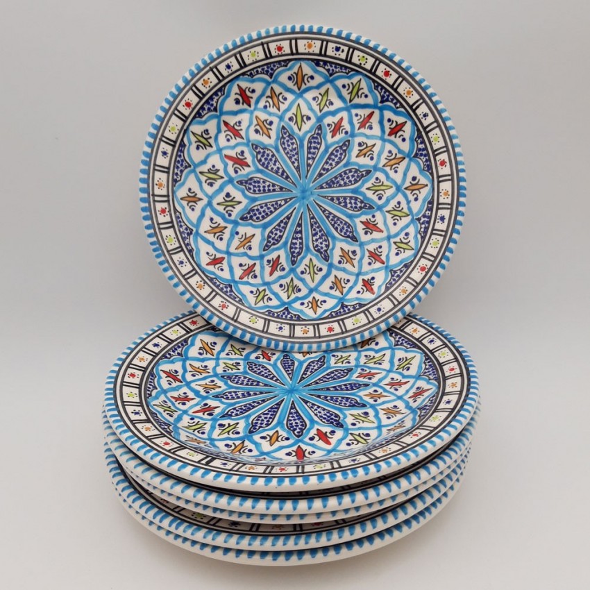 Lot de 6 assiettes plates Bakir turquoise - D 28 cm