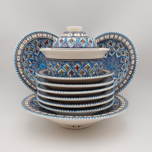 Service à couscous assiettes Tebsis Bakir turquoise - 8 pers