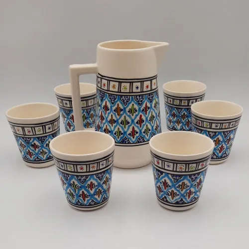 Service à boisson grande cruche 6 personnes Bakir Turquoise