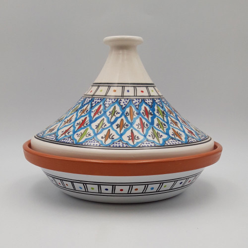 Tajine Bakir turquoise - D 31 cm traditionnel