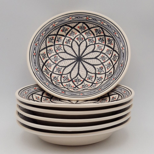 6 assiettes creuses Bakir gris - D 24 cm