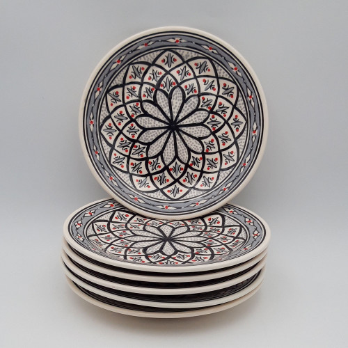 Lot de 6 assiettes plates Bakir gris - D 24 cm 2
