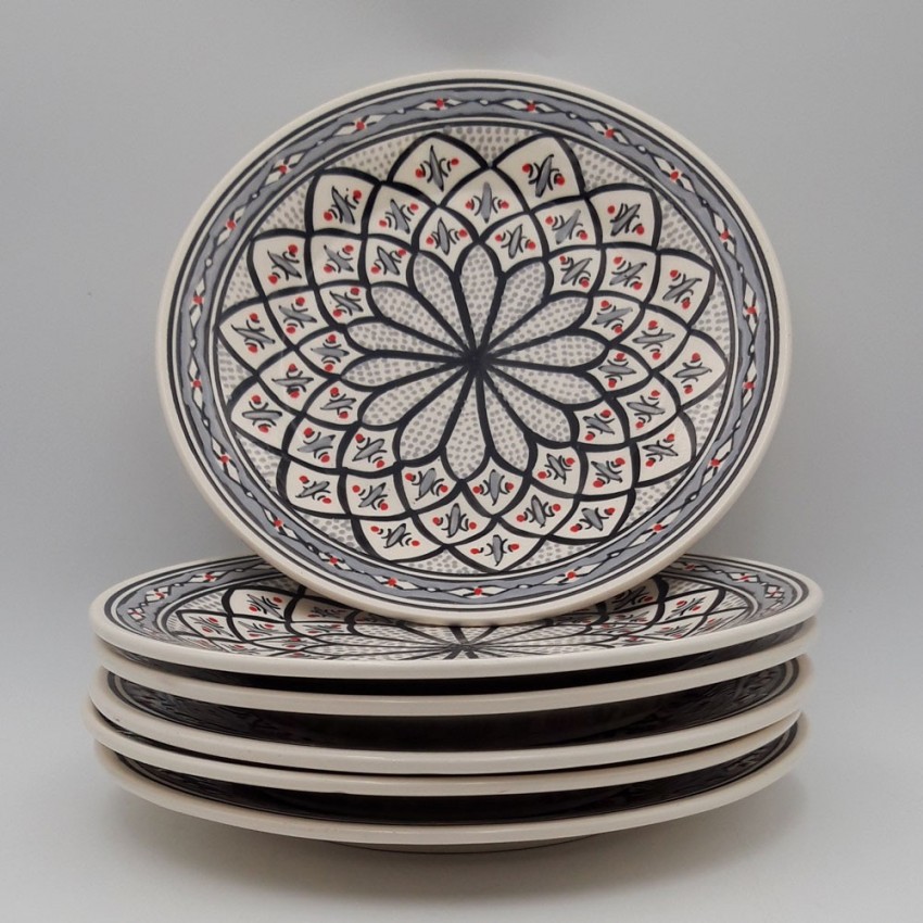 Lot de 6 assiettes plates Bakir gris - D 28 cm