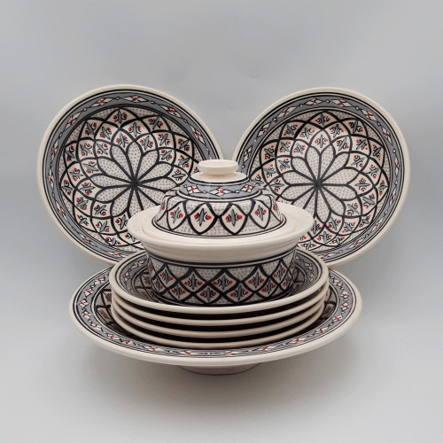 Service à couscous assiettes creuses Bakir gris - 6 pers