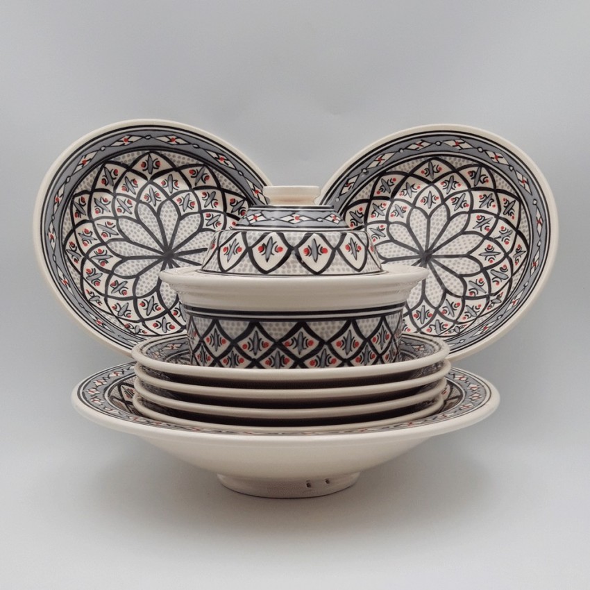 Service à couscous assiettes creuses Bakir gris - 6 pers