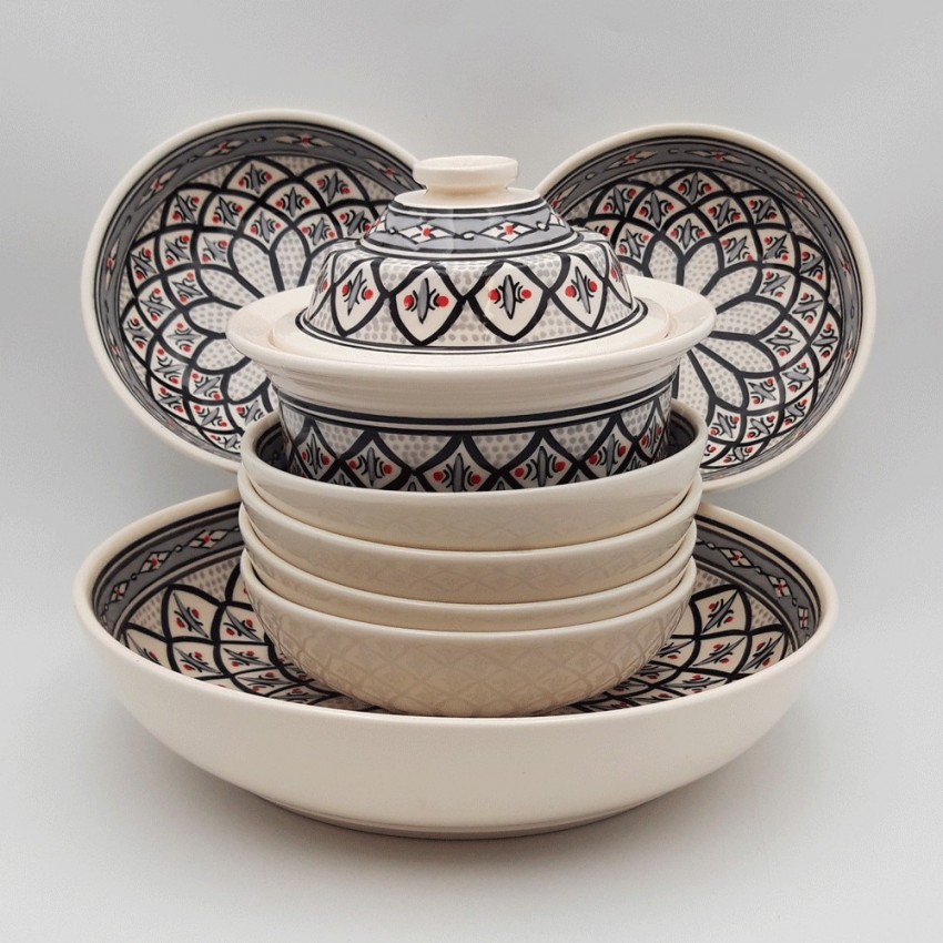 Service à couscous assiettes jattes Bakir gris - 6 pers