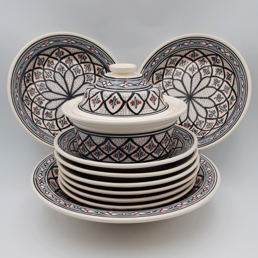 Service à couscous assiettes creuses Bakir gris - 8 pers