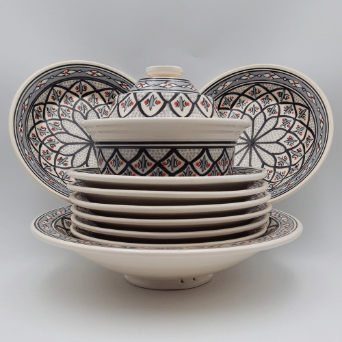 Service à couscous assiettes creuses Bakir gris - 8 pers