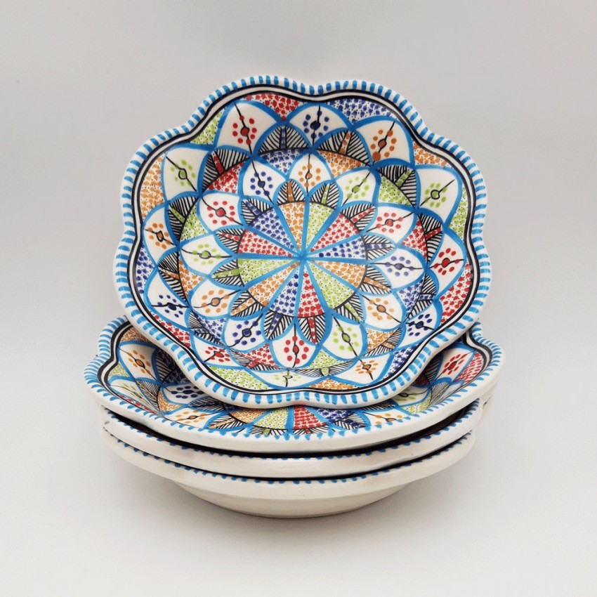 Lot de 4 assiettes creuses fleur Bakir royal - D 23 cm