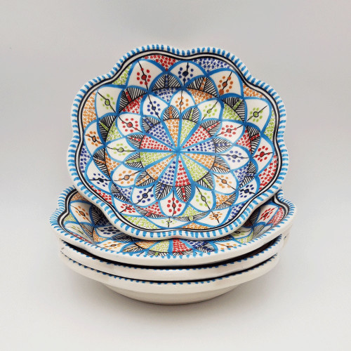 Lot de 4 assiettes creuses fleur Bakir royal - D 23 cm