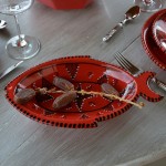 Plat poisson Tatoué rouge - L 41 cm