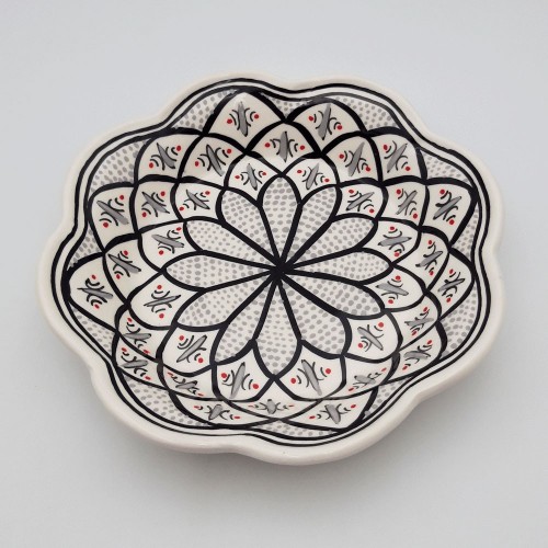 Assiette creuse fleur Bakir gris - D 23 cm