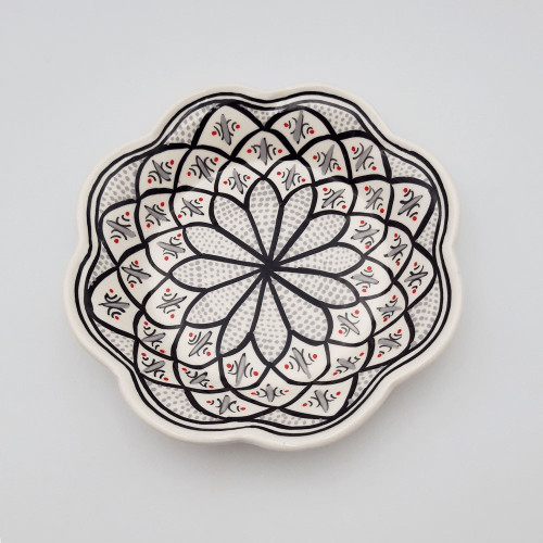 Assiette creuse fleur Bakir gris - D 23 cm