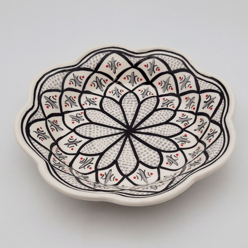 Assiette creuse fleur Bakir gris - D 23 cm