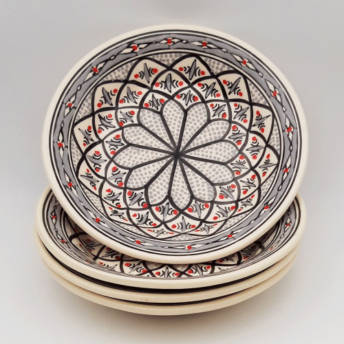 Lot de 4 assiettes creuses Bakir gris - D 24 cm