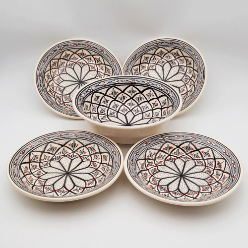 Service à couscous assiettes creuses Tebsis Bakir gris - 4 pers