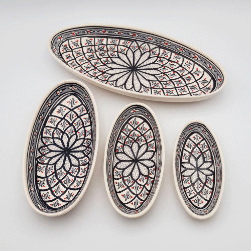 Lot de 4 plats ovales Bakir Gris