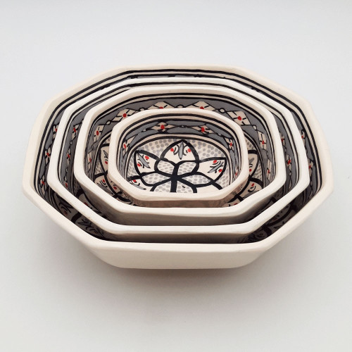 Lot de 4 plats octogonales Bakir gris