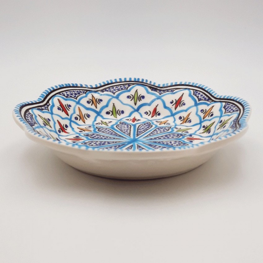 Lot de 4 assiettes creuses fleur Bakir turquoise - D 23 cm