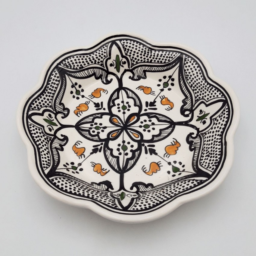 Assiette creuse fleur Marocain noir - D 23 cm