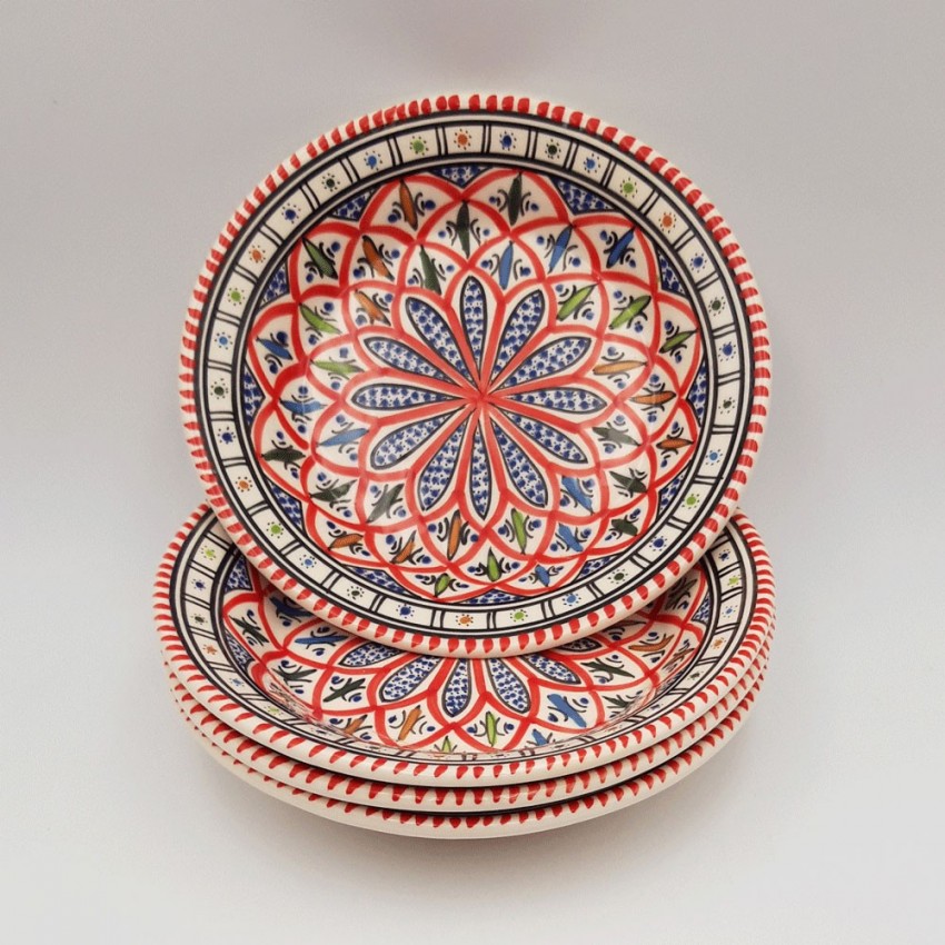 Lot de 4 assiettes creuses Bakir rouge - D 24 cm