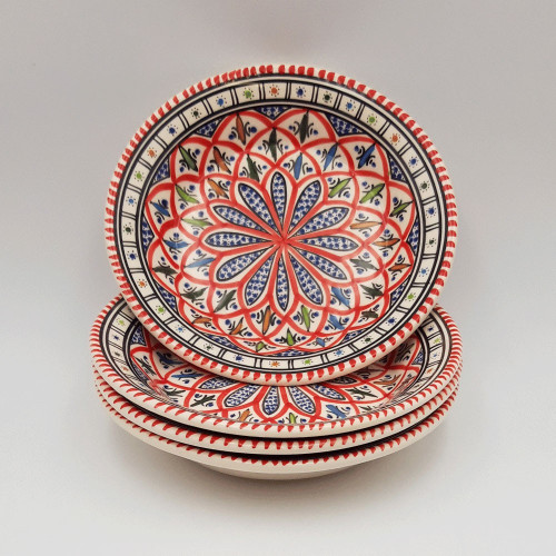 Lot de 4 assiettes creuses Bakir rouge - D 24 cm