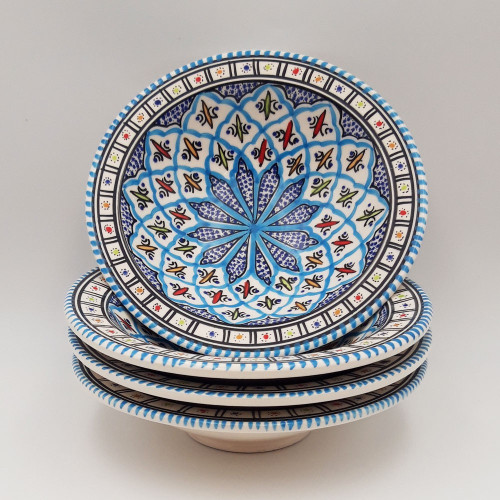 Lot de 4 assiettes creuses Tebsi Bakir turquoise - D 23 cm