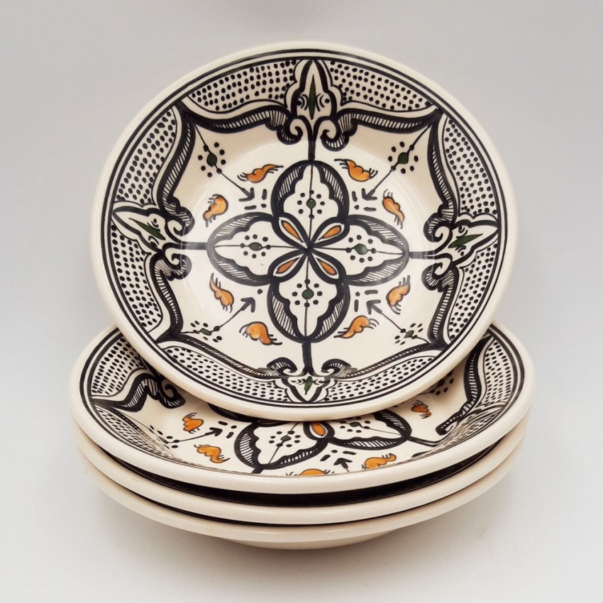 Lot de 4 assiettes creuses Marocain Noir - D 24 cm