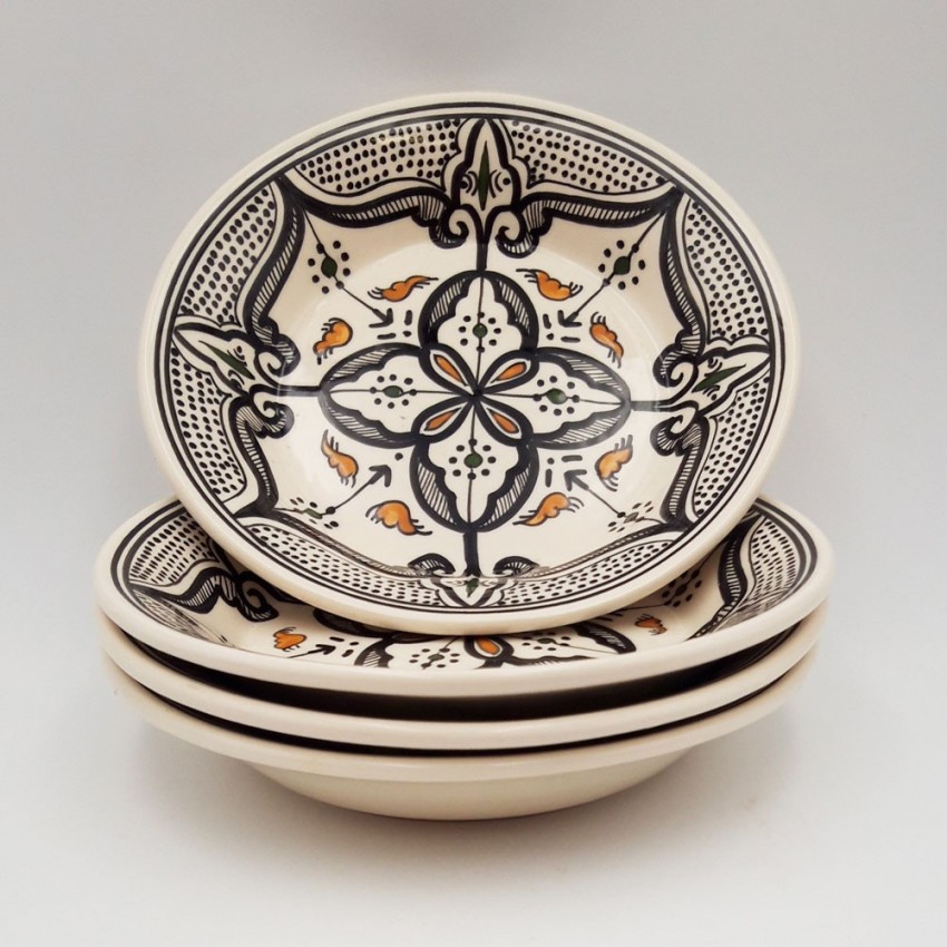 Lot de 4 assiettes creuses Marocain Noir - D 24 cm