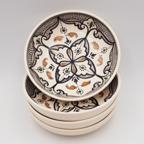 Lot de 4 assiettes creuses Jatte Marocain Noir - D 20 cm