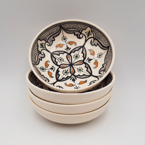 Lot de 4 assiettes creuses Jatte Marocain Noir - D 20 cm