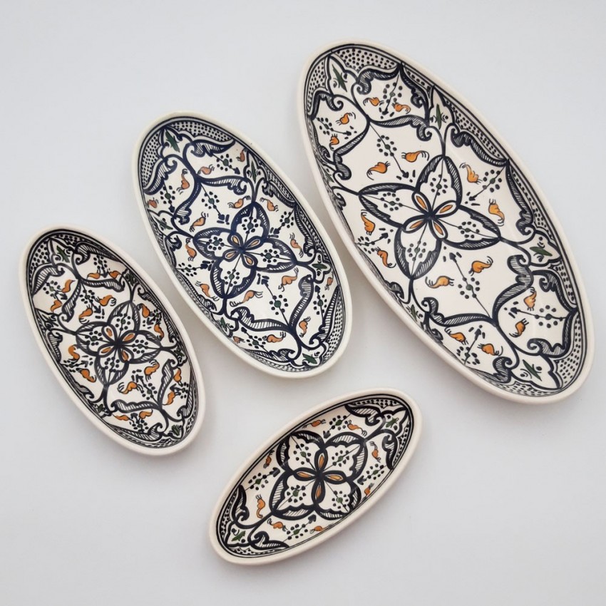 Lot de 4 plats ovales Marocain Noir