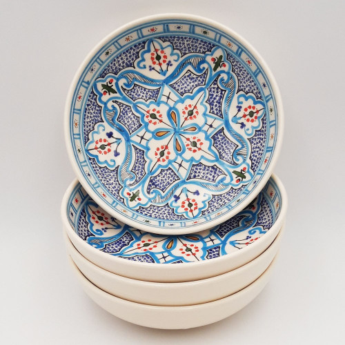 Lot de 4 assiettes creuses Jatte Marocain Turquoise - D 20 cm