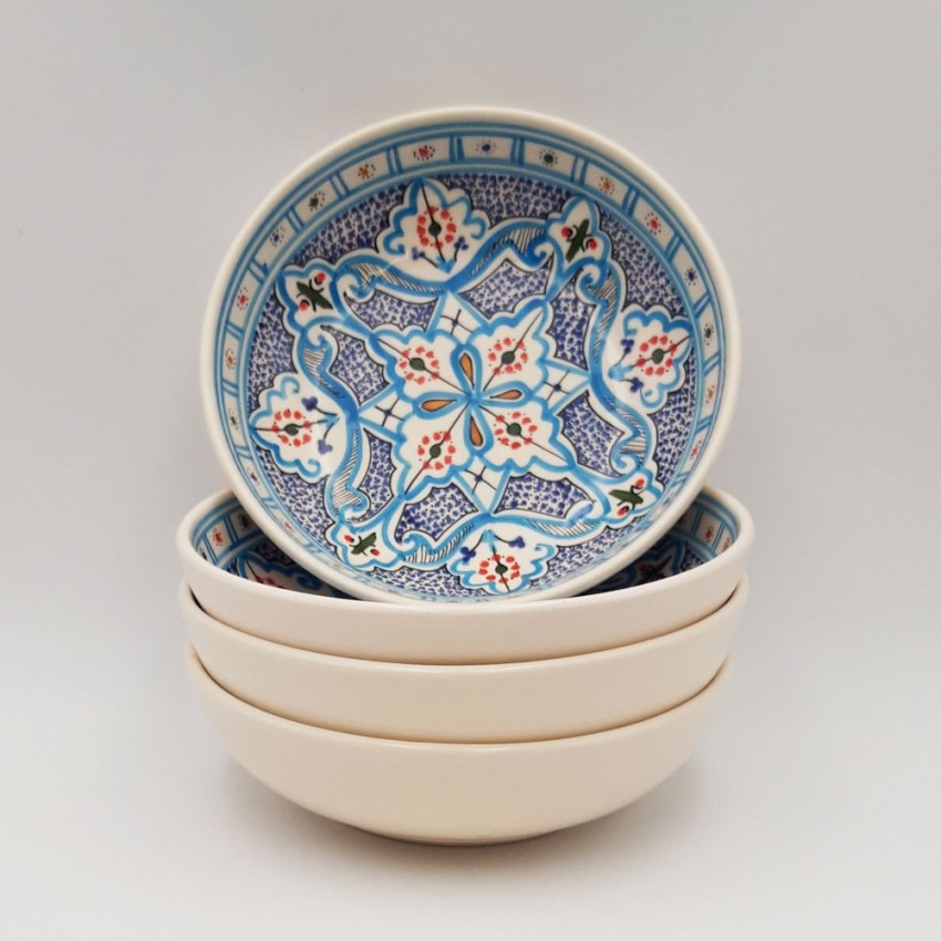 Lot de 4 assiettes creuses Jatte Marocain Turquoise - D 20 cm