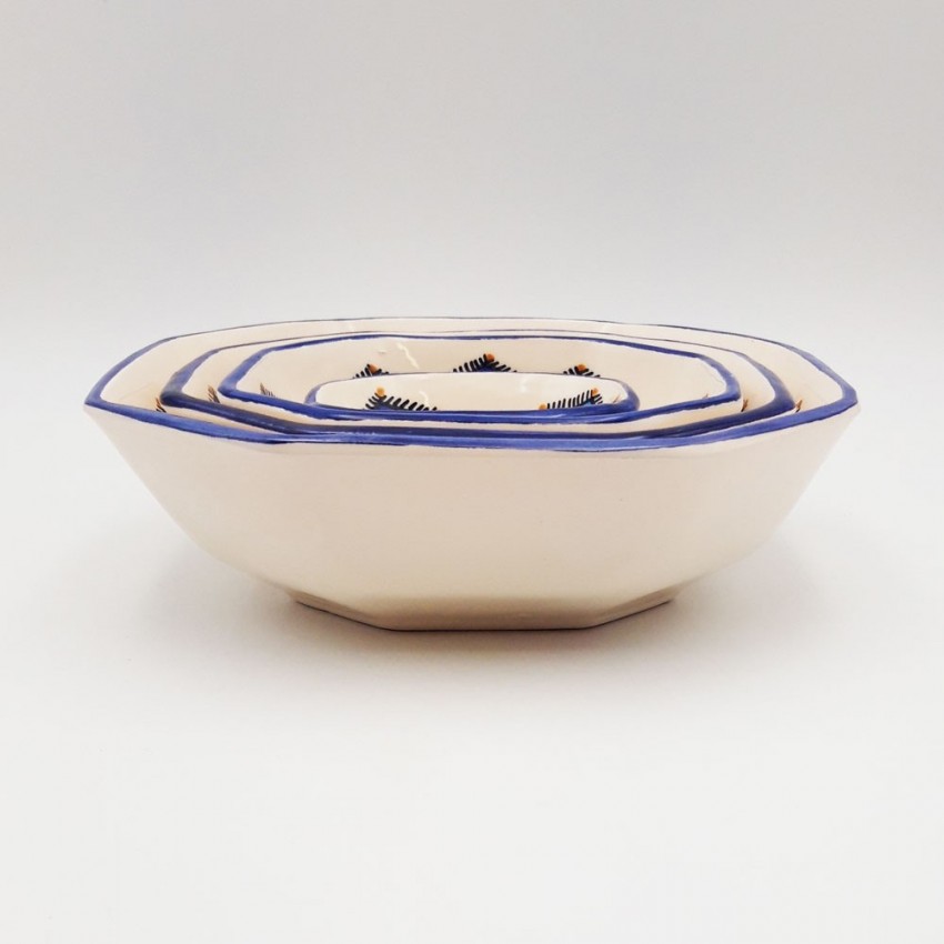 Lot de 4 plats de service octogonales Sahel Bleu