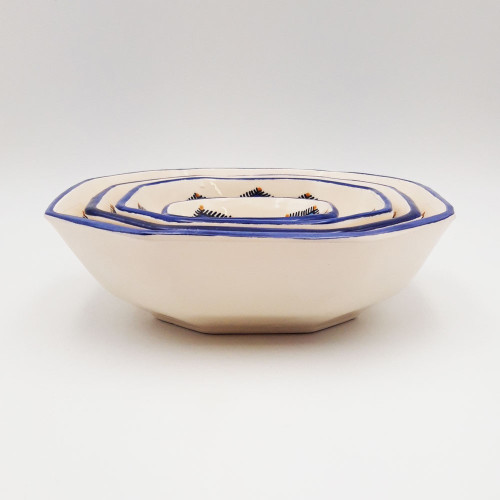 Lot de 4 plats de service octogonales Sahel Bleu