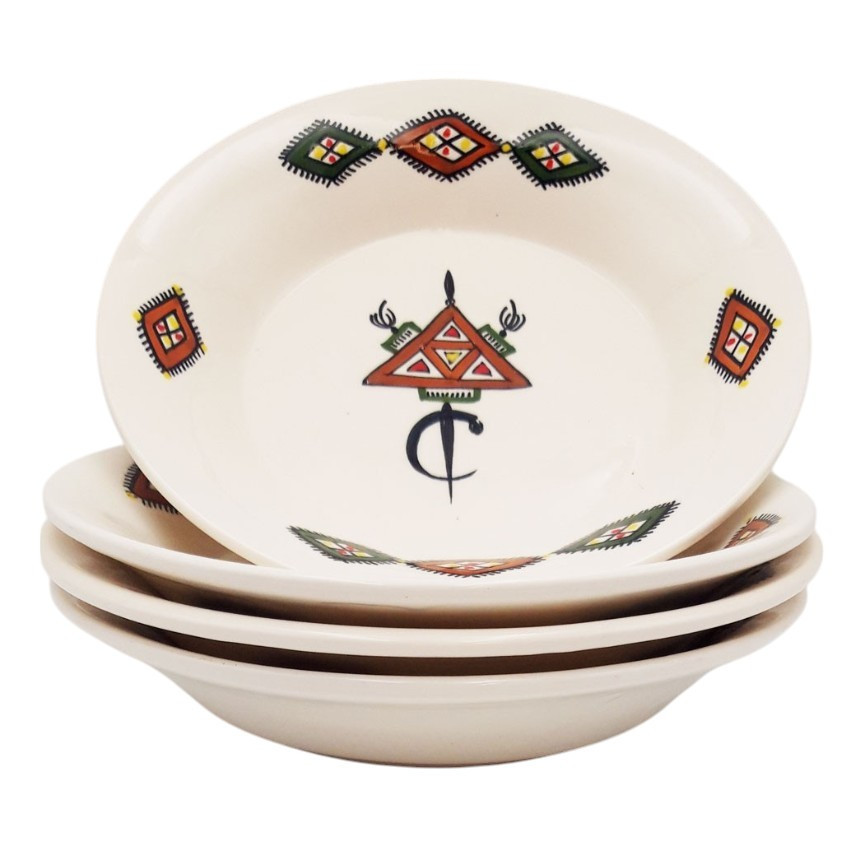 Lot de 4 assiettes creuses artisanales Sahel Beige – Vaisselle fait main